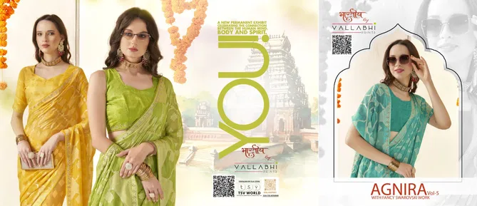 Agnira Vol 5 By Vallabhi Swarovski Work Brasso Sarees Wholesale Shop In Surat